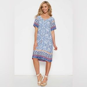 threadz Australia Blue and Multicoloured Print Dress Size Small